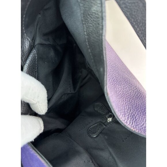 Vtg Coach Turnlock Edie Dark Purple Pebble Leather Shoulder Bag - Picture 14 of 16